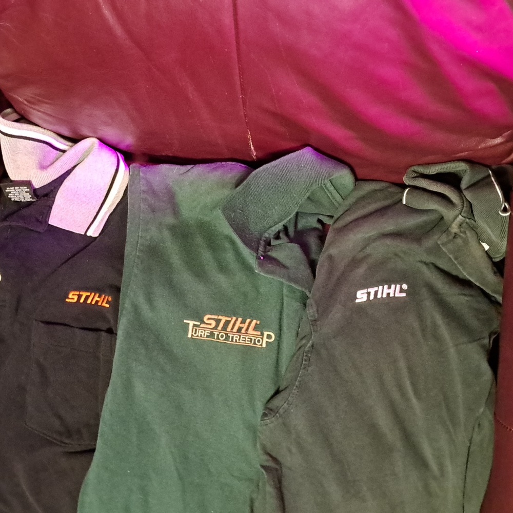 3 polo shirts with "STIHL" LOGO One jerzeys ,one p.I. scott, one extreme